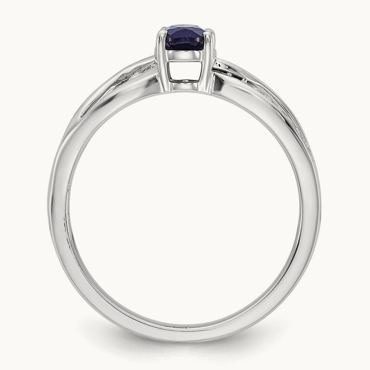 Polished Sapphire and Diamond Ring