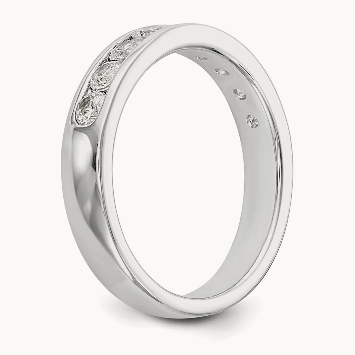 9-Stone Diamond Channel Band, 14K White Gold