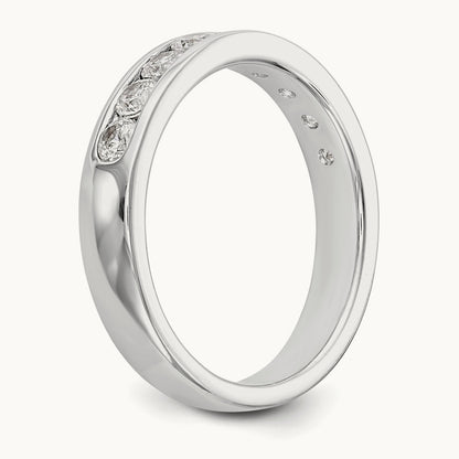 9-Stone Diamond Channel Band, 14K White Gold