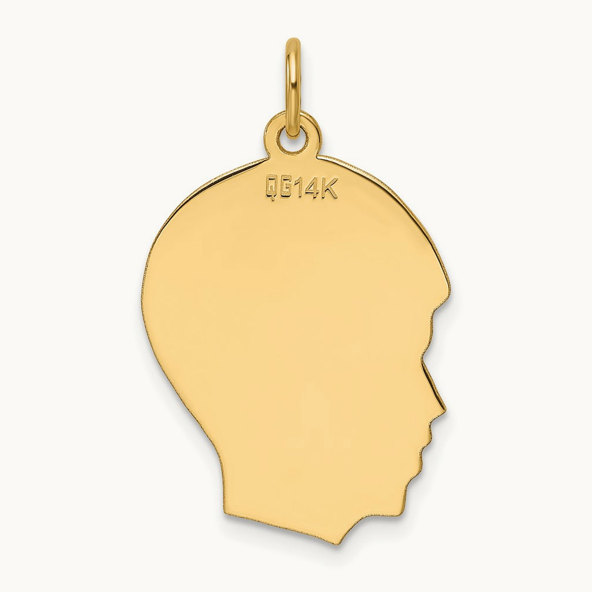 Plain Medium .013 Gauge Facing Left Engravable Boy Head Charm — 27.4mm