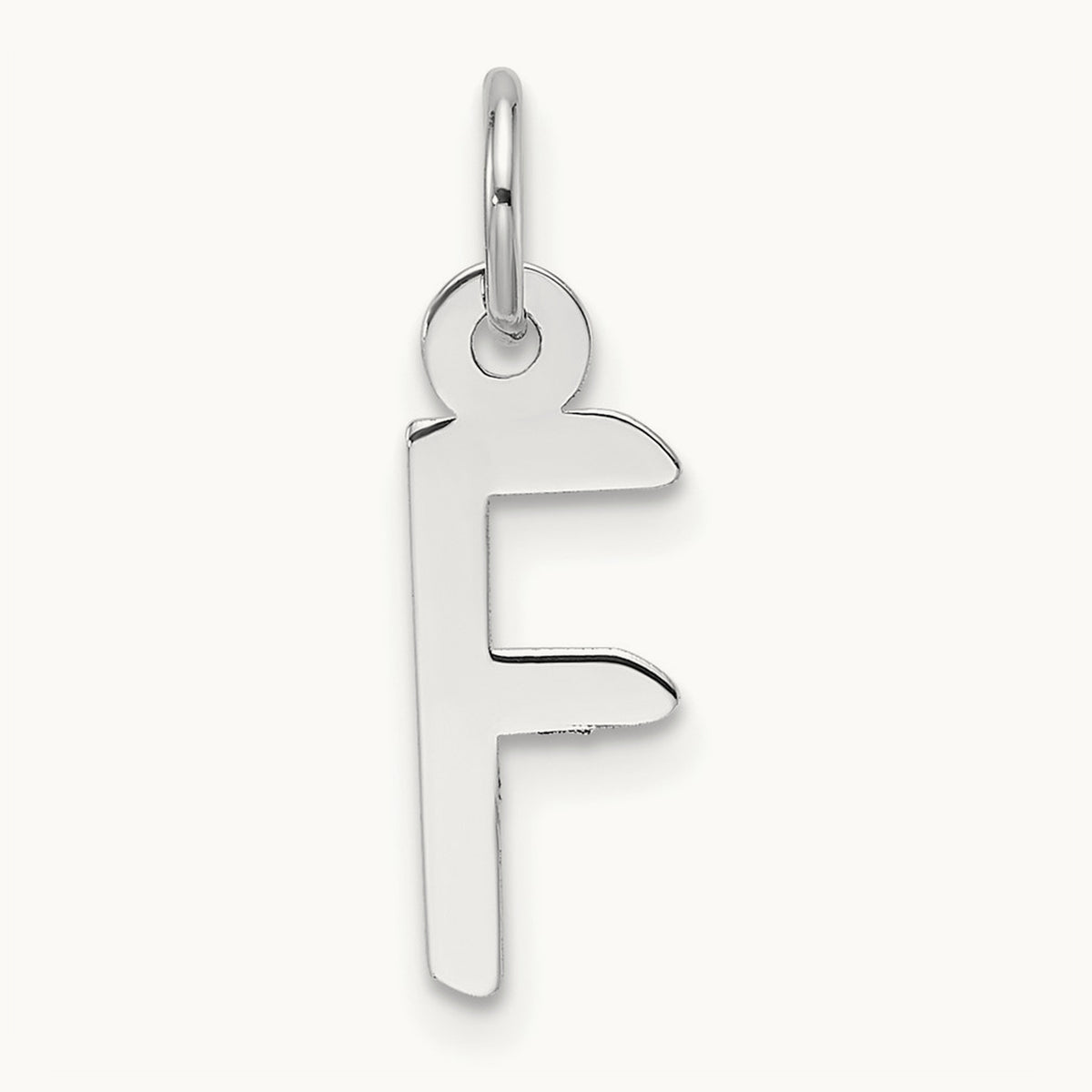 Slanted Block Initial Charm — 14K White Gold, F