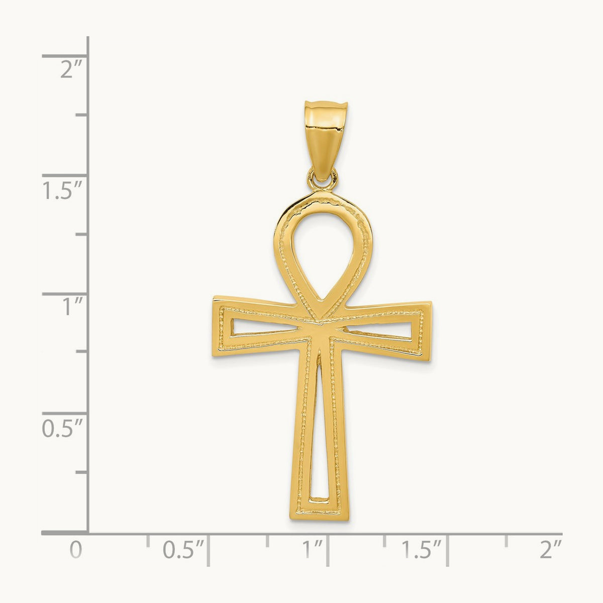 Ankh Cross Pendant — 14K Yellow Gold, 45mm