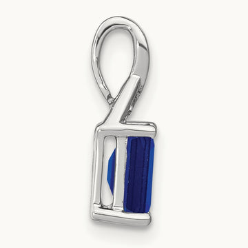 Emerald-shape Sapphire and Diamond Pendant, 14K White Gold