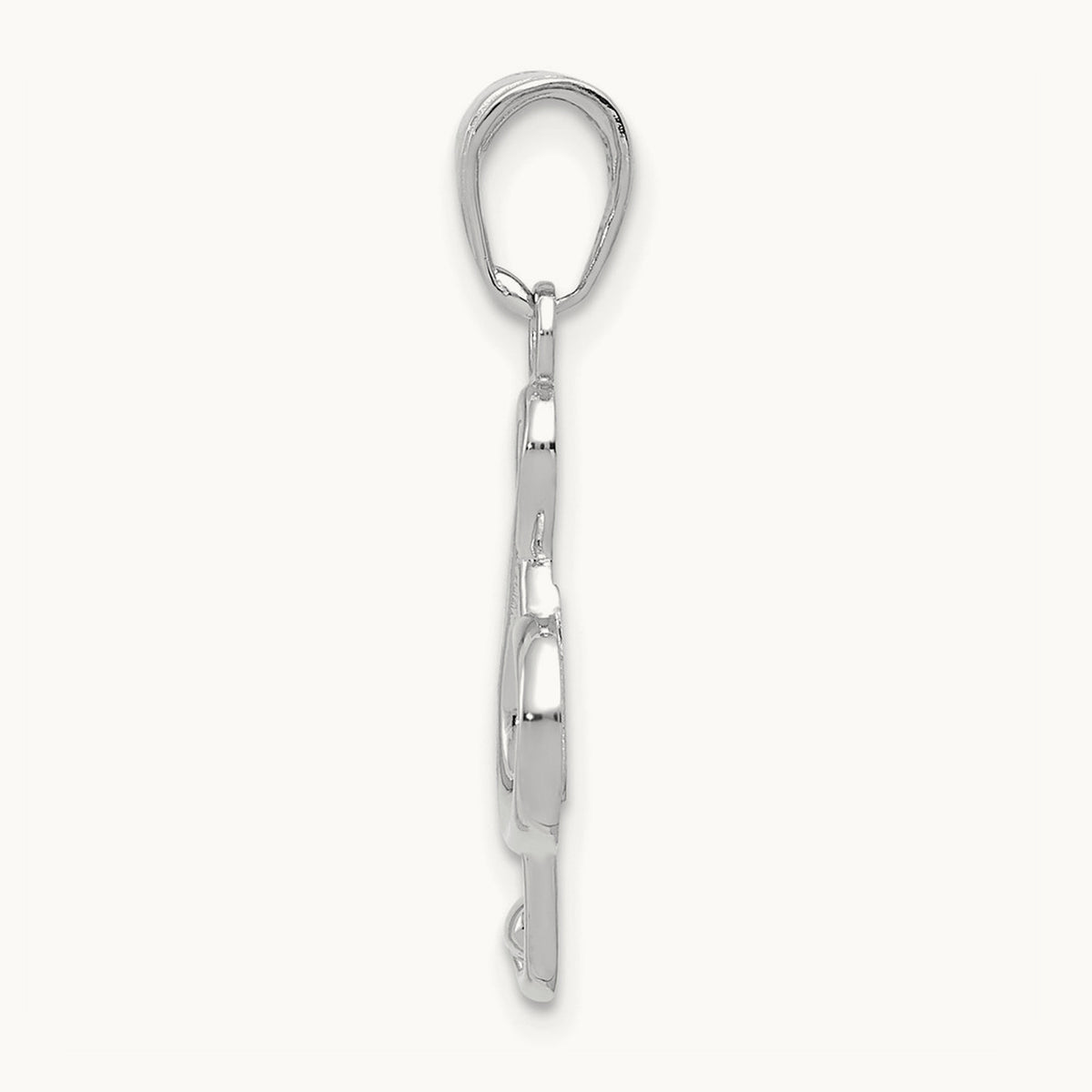 Polished Open-Backed Treble Clef Pendant — 14K White Gold
