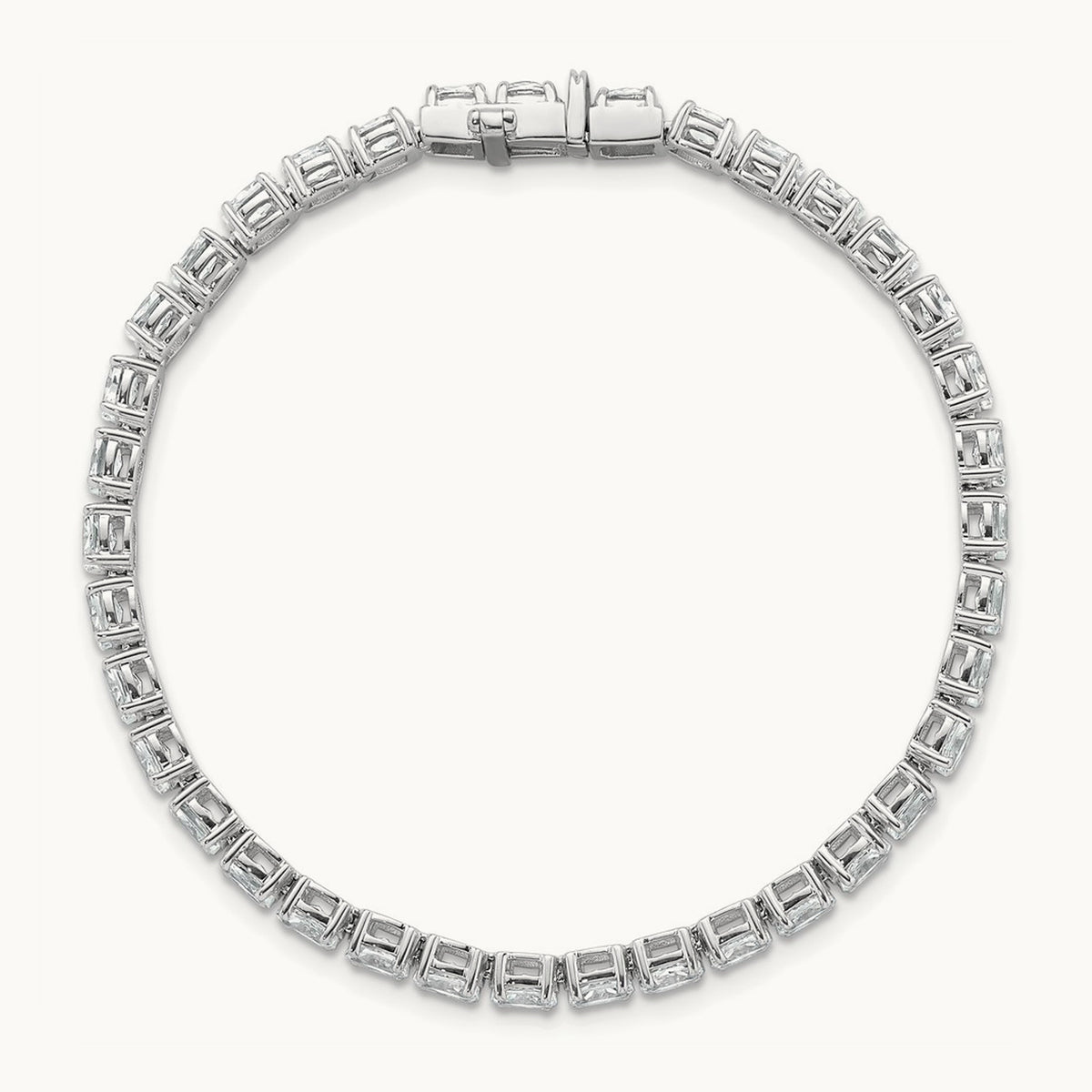 Oval Tennis Bracelet, 7.00 ct tw Lab-Grown Diamond — 14K White Gold