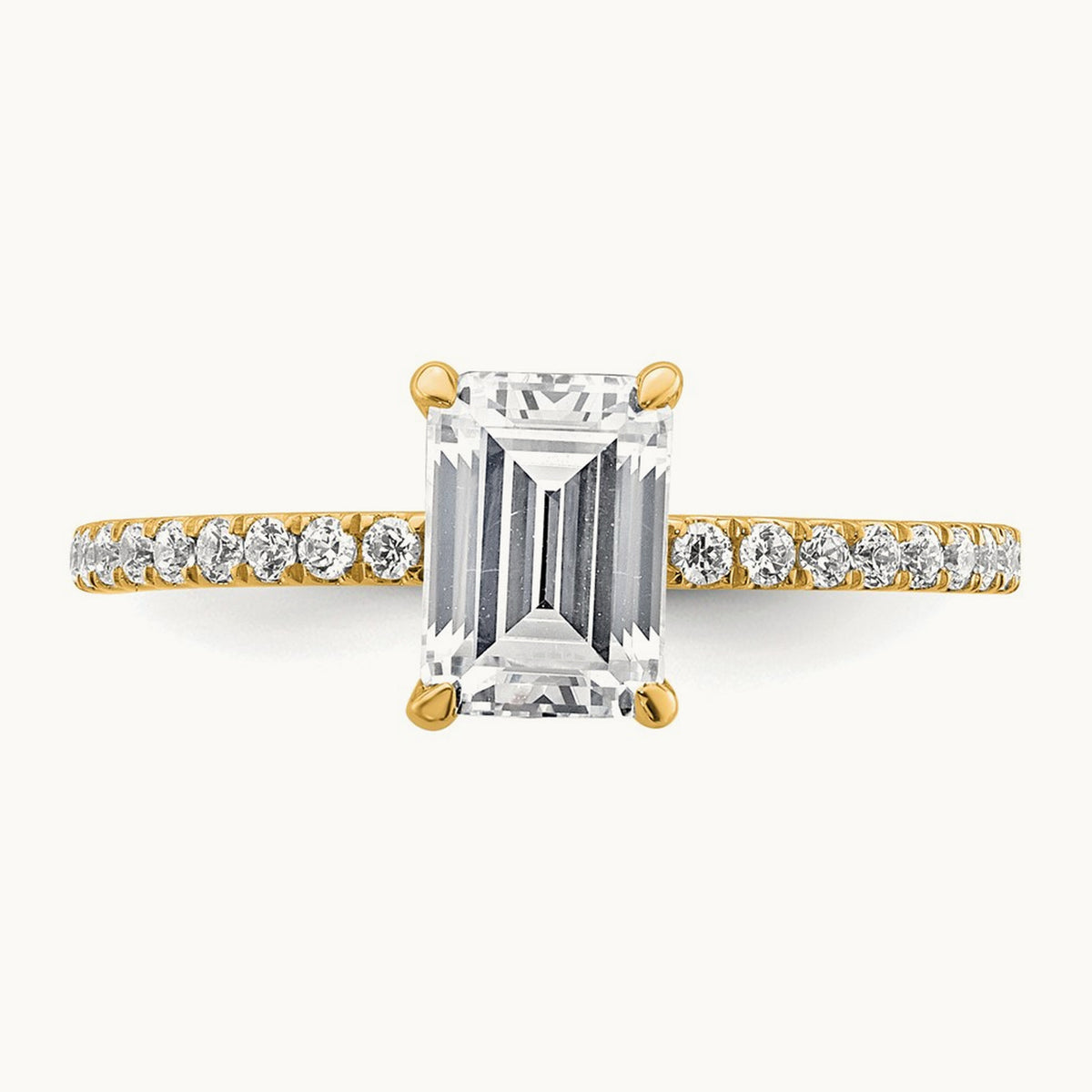 Emerald Solitaire Engagement Ring, 1.25-2.25 ct tw Lab-Grown Diamond — 14K Yellow Gold, 7