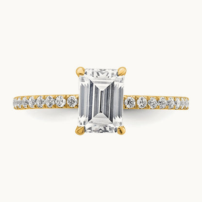 Emerald Solitaire Engagement Ring, 1.25-2.25 ct tw Lab-Grown Diamond — 14K Yellow Gold, 7