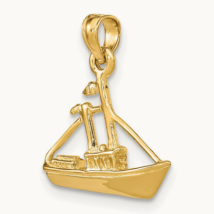 3-D Cargo Ship W/ Tug Boat Charm, 14K