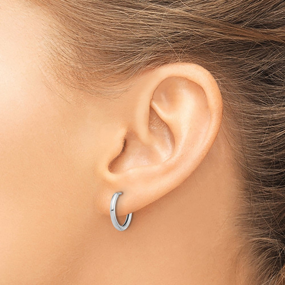 Polished Hinged Hoop Earrings — 14K White Gold