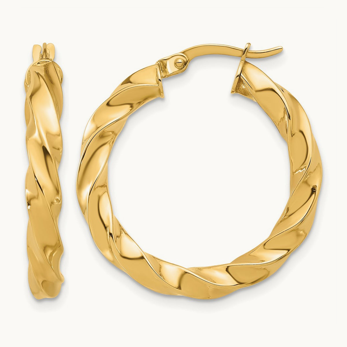 Polished Twisted Hoop Earrings, 14K — Leslie's