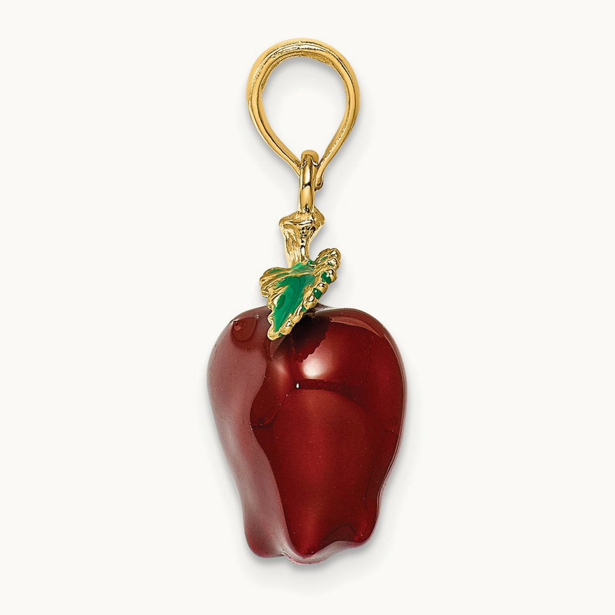 w/ Enamel 3-D Red Delicious Apple Charm, 14K
