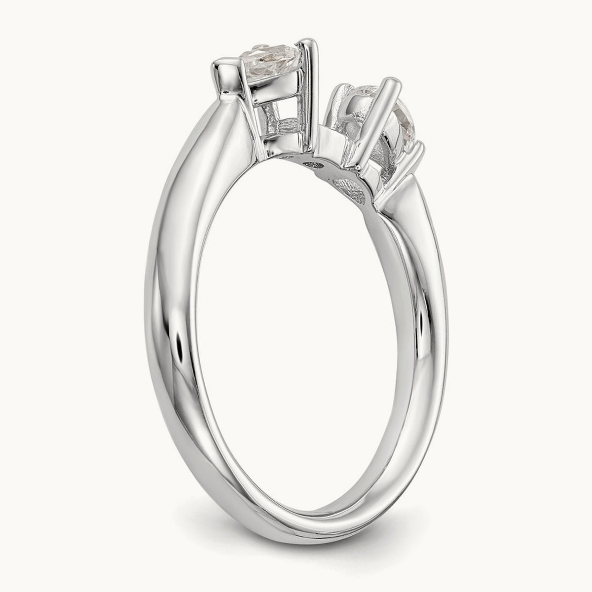 3-Stone Diamond Semi-Mount Peg Set Engagement Ring, 14K White Gold
