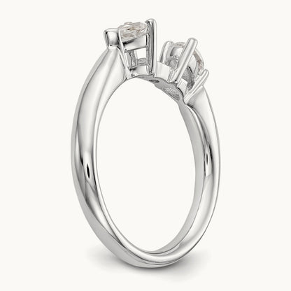 3-Stone Diamond Semi-Mount Peg Set Engagement Ring, 14K White Gold