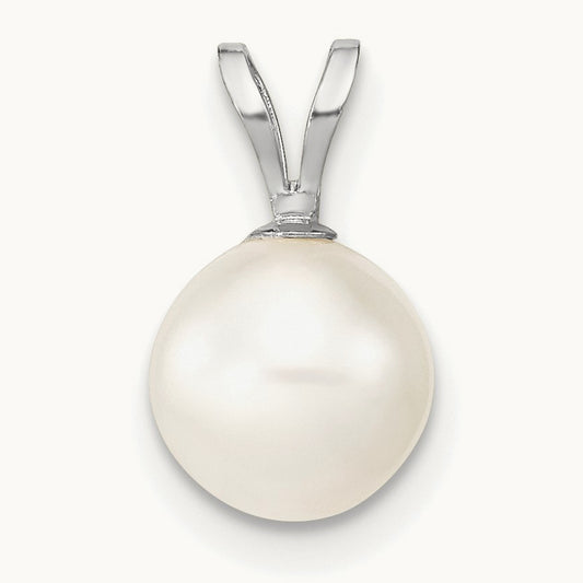 WG 7- Round White Freshwater Cultured Pearl Pendant, 14K