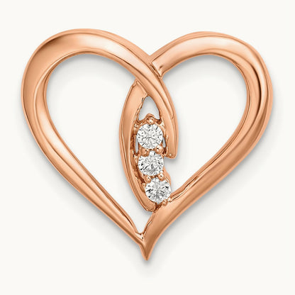 Diamond Polished Heart Chain Slide, 14K Rose Gold