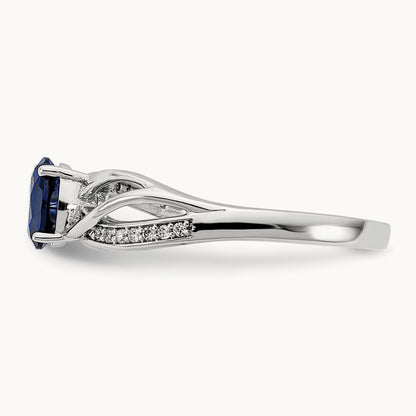 Polished Sapphire and Diamond Ring