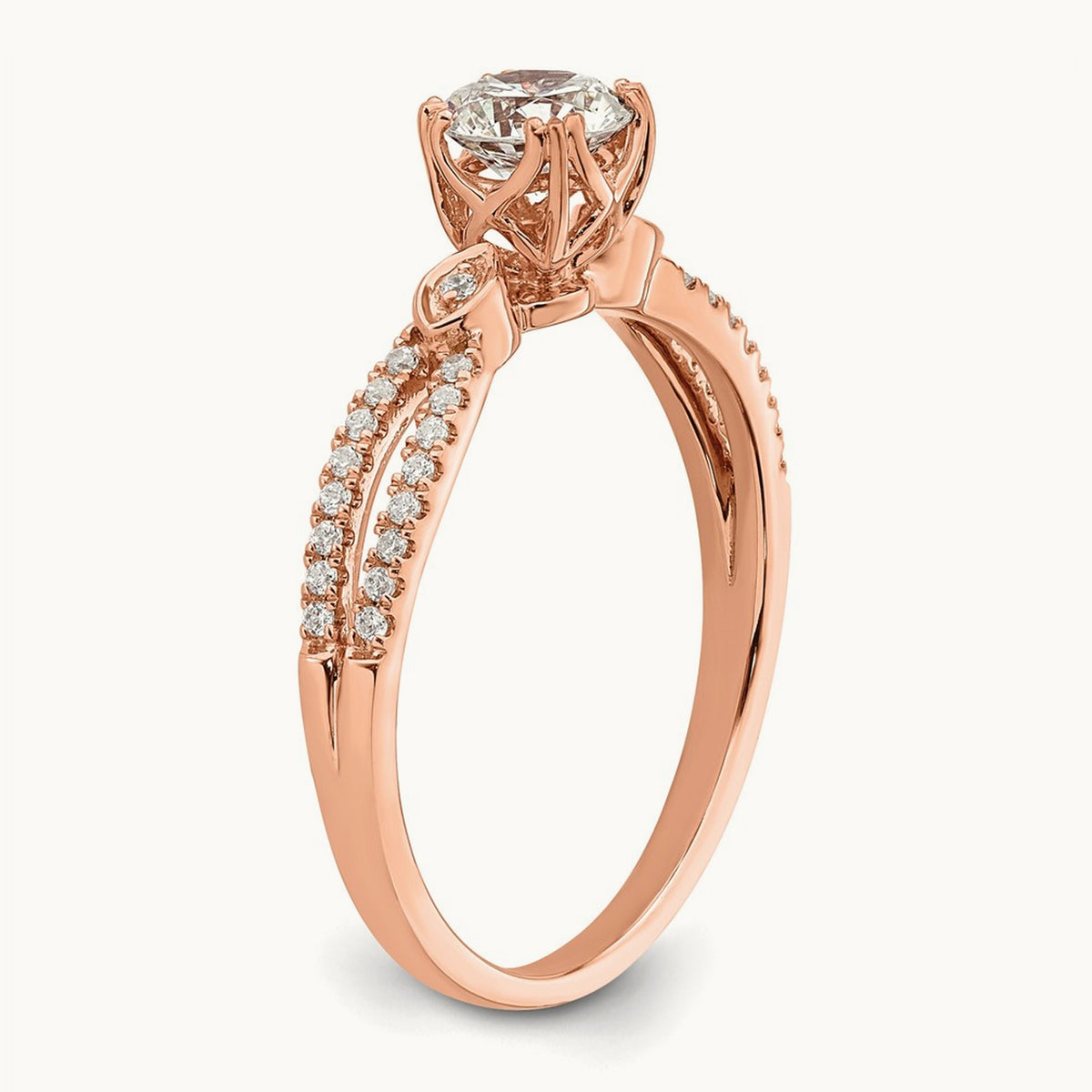 1/2ct Round Semi-Mount Engagement Dia Ring, 14K Rose Gold
