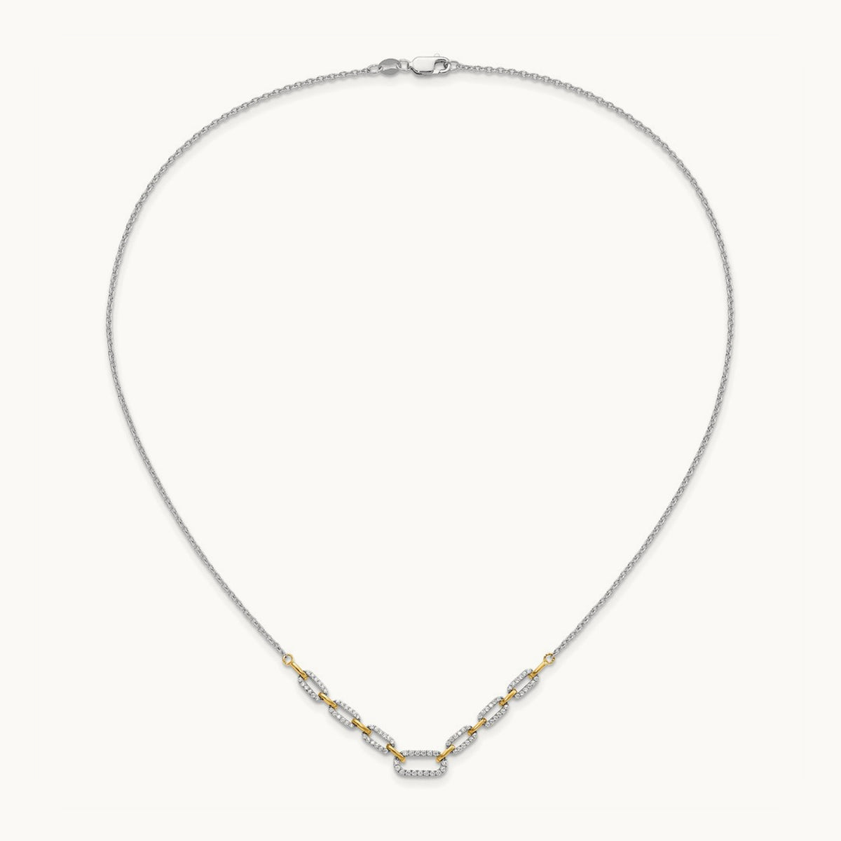 Fashion Link Necklace, 0.50 ct tw Lab-Grown Diamond — 14K Two-Tone