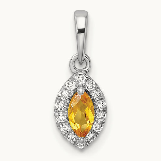 Citrine November Birthstone Pendant, 0.10 ct tw Lab-Grown Diamond