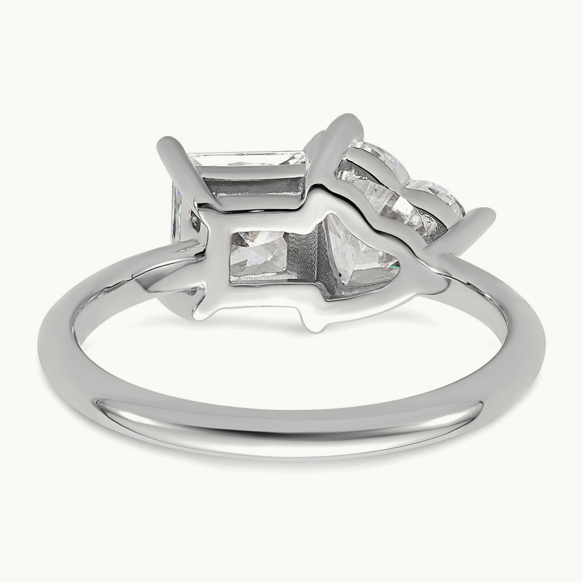 Princess & Heart 2 Stone Engagement Ring, 2.00 ct tw Lab-Grown Diamond — 14K White Gold