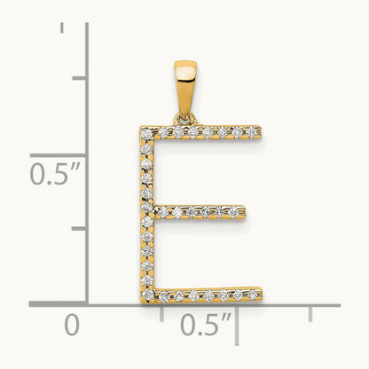 Diamond Letter E Initial Pendant, 14K