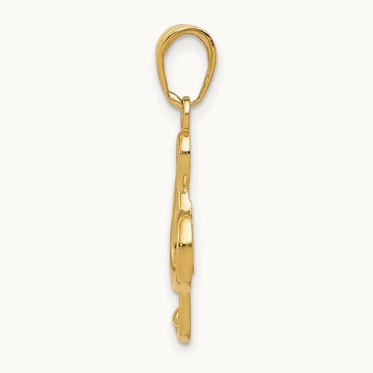 Polished Open-Backed Treble Clef Pendant — 14K Yellow Gold