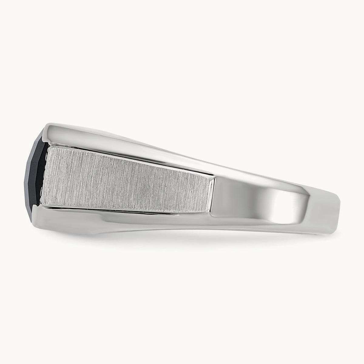 IBGoodman Men's Polished & Satin Onyx & Diamond Ring, 14K White Gold