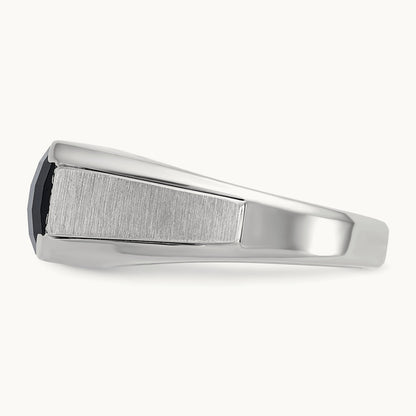IBGoodman Men's Polished & Satin Onyx & Diamond Ring, 14K White Gold