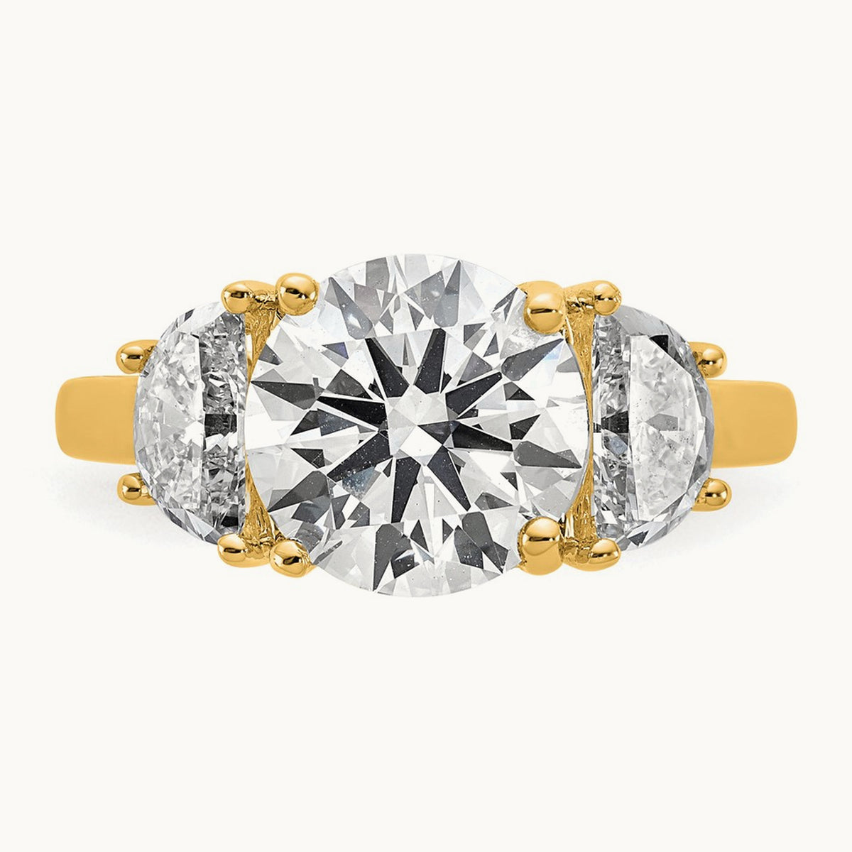 Round 3 Stone Engagement Ring, 1.25-4.00 ct tw Lab-Grown Diamond — 4 ct, 14K Yellow Gold