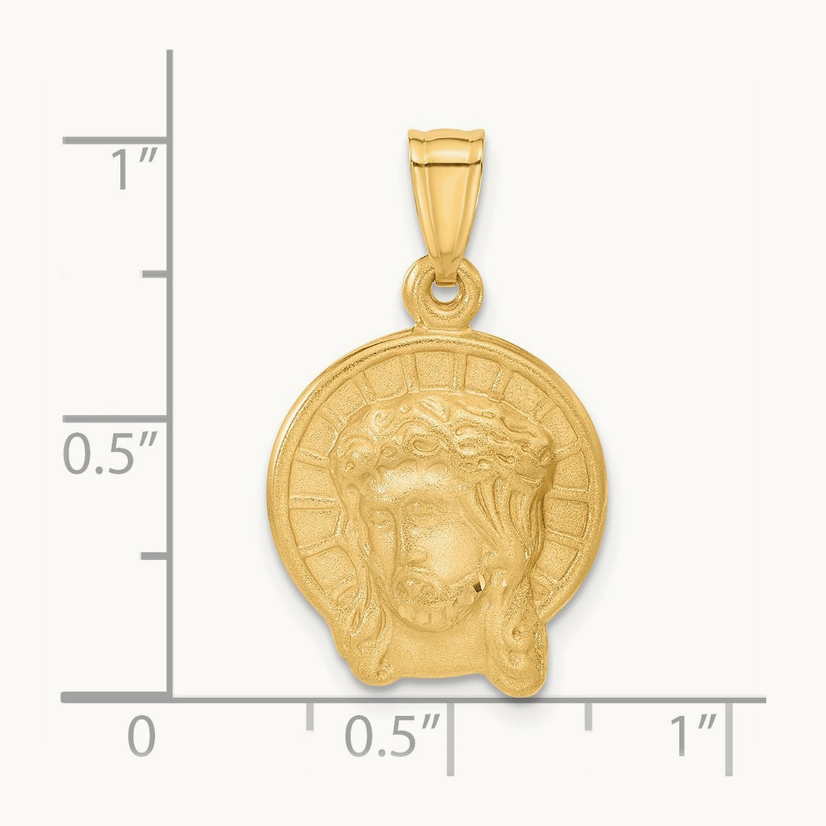 Satin Jesus Medal Pendant, 14K