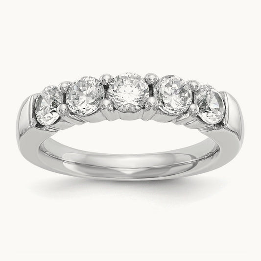 5-Stone Diamond Band, 14K White Gold