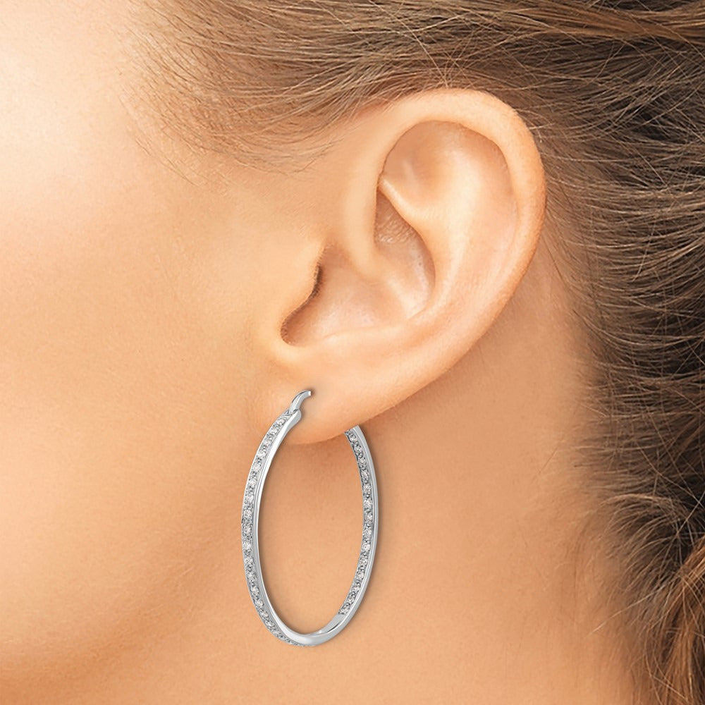 In/Out Hoop Earrings, 0.50-0.75 ct tw Lab-Grown Diamond — 5/8 ct, 14K White Gold
