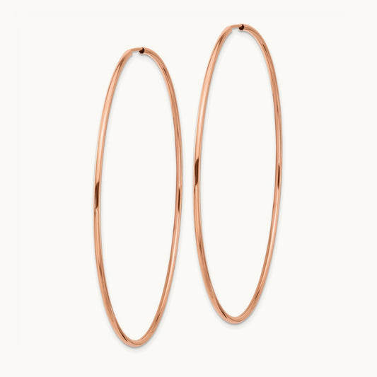 Polished Endless Tube Hoop Earrings, 1.50mm, 14K Rose Gold