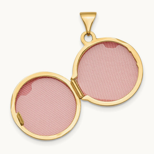 Polished Domed Round Locket — 14K Yellow Gold, 16mm