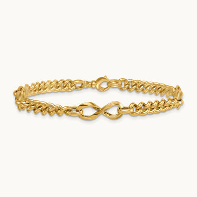 Polished Fancy Infinity Link Bracelet, 14K