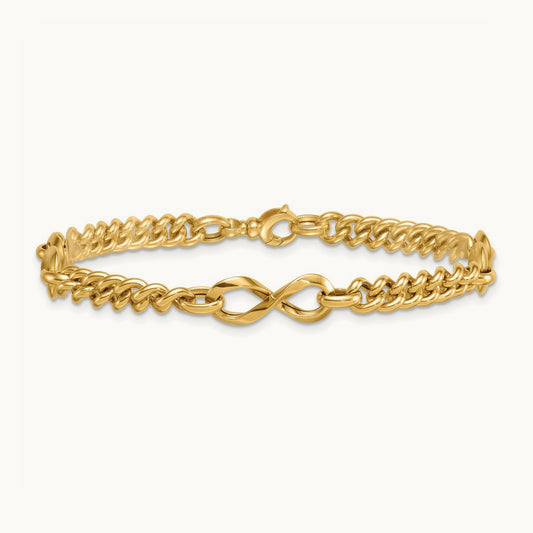 Polished Fancy Infinity Link Bracelet, 14K