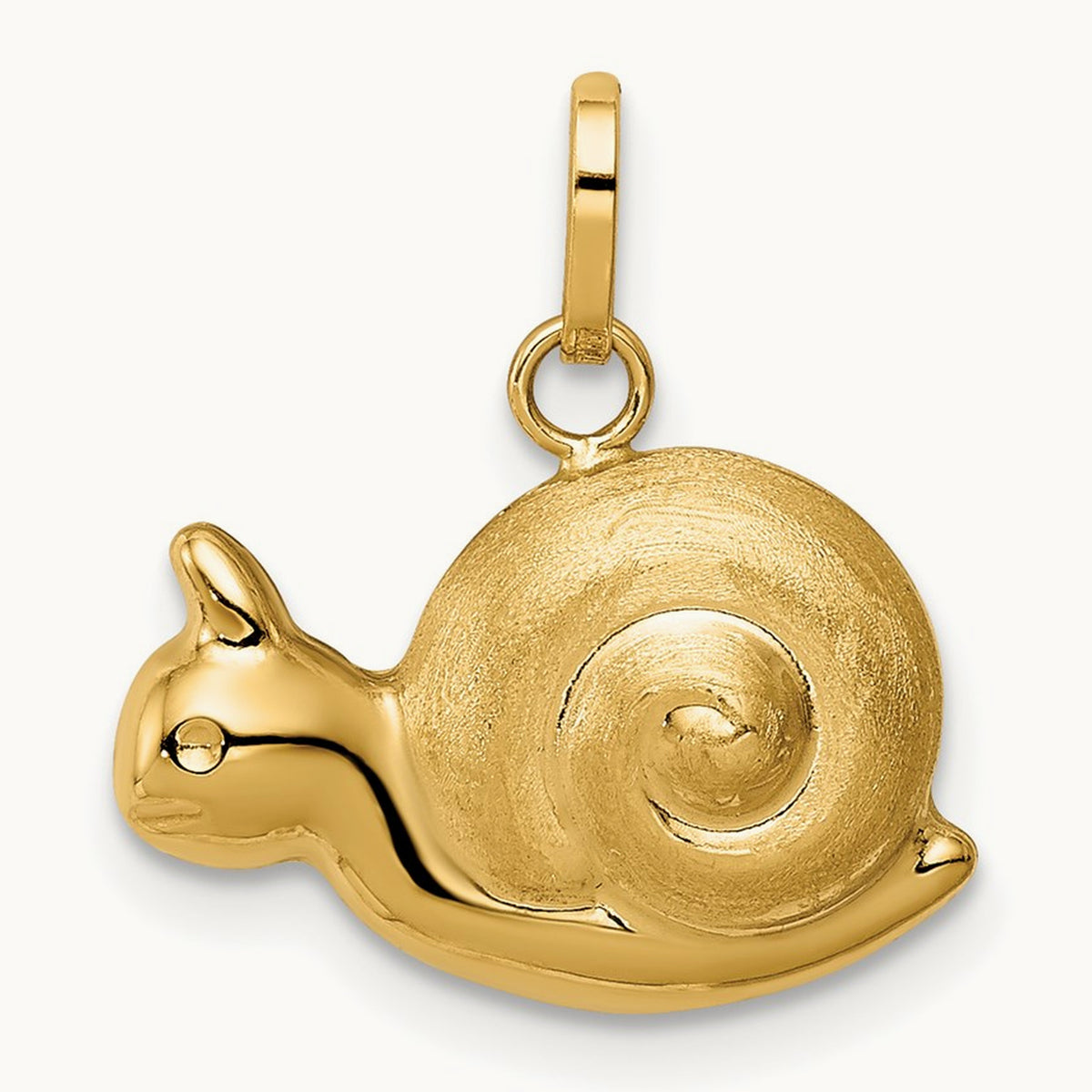 Hollow Satin & Polished Snail Charm, 14K