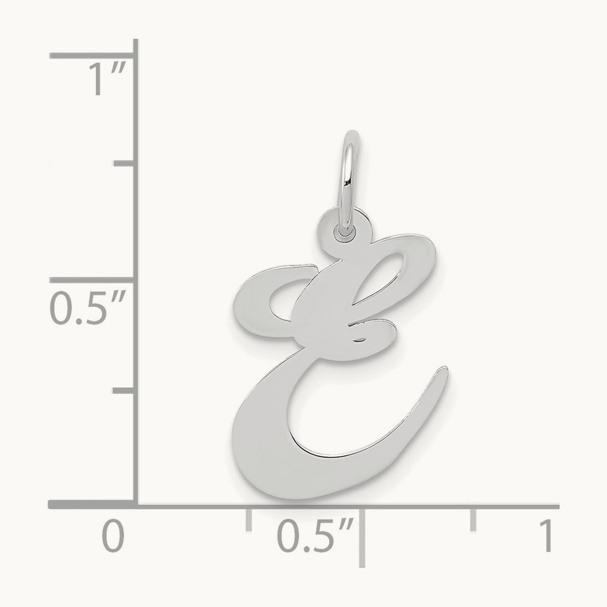 Medium Fancy Script Initial Charm — 14K White Gold, E