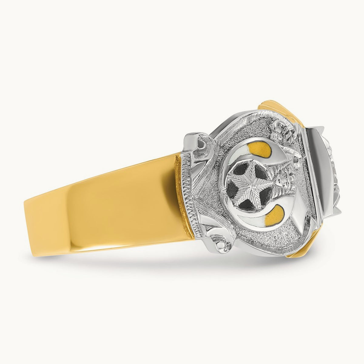 14ktt IBGoodman Men's Enameled & Diamond Masonic Shriner's Ring