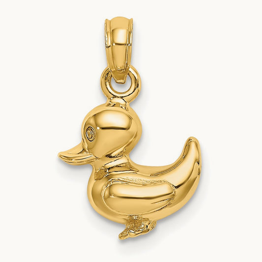 3-D Duckling Charm, 14K