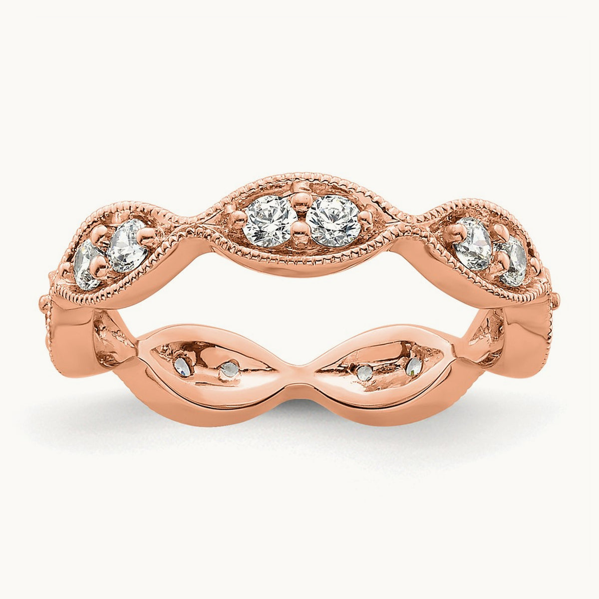 Polished Vintage Pave Eternity Band, 1/2 ct