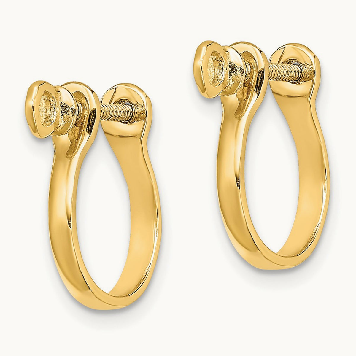 3D Shackle Link Screw Earrings — 14K Yellow Gold, 17.45mm