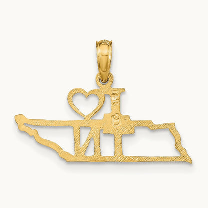 Solid Tennessee State Pendant, 14K
