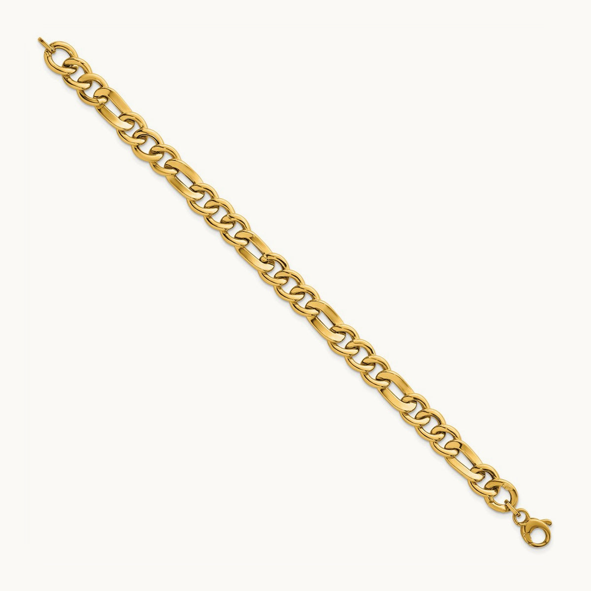 Polished 7.5in Figaro Link Bracelet, 14K