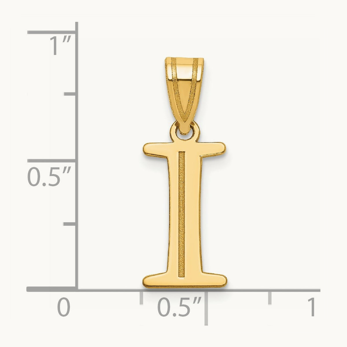 Polished Etched Letter I Initial Pendant, 14K
