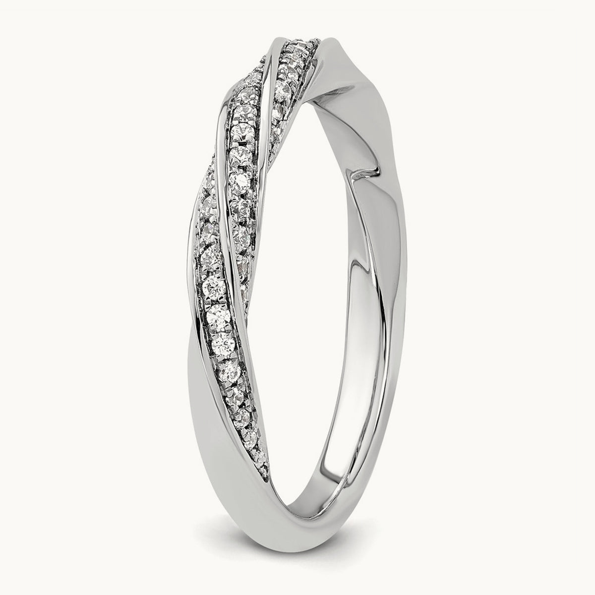 Complete Diamond Twisted Wedding Band, 14K White Gold