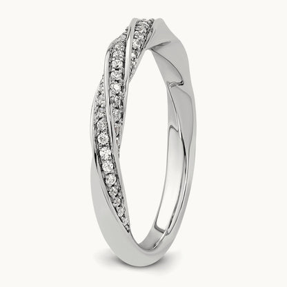 Complete Diamond Twisted Wedding Band, 14K White Gold