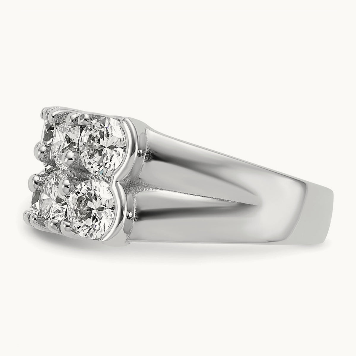Shared-Prong 5 Stone Band — 14K White Gold, 3 3/8 ct, 7