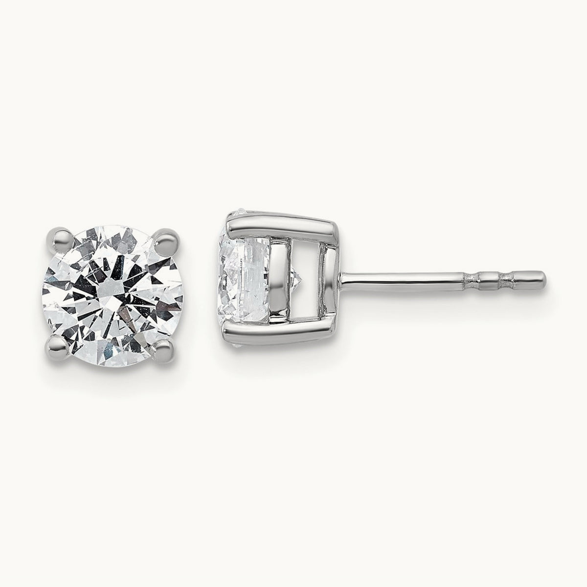 Round Lightweight Earrings, 0.25-6.00 ct tw Lab-Grown Diamond — 2 ct, 10K White Gold