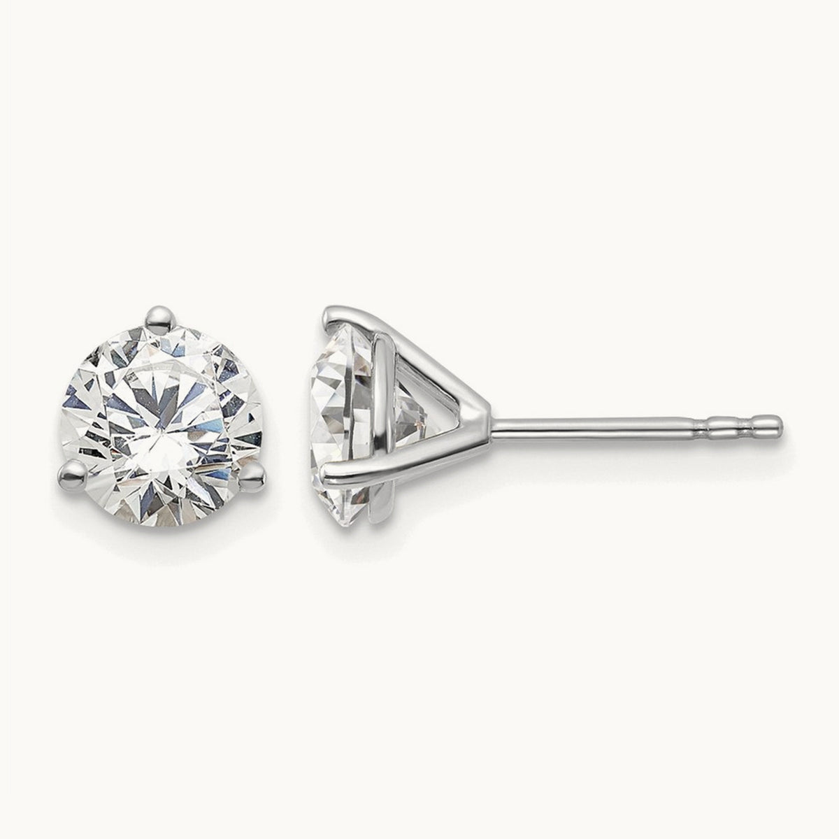Round Stud Earrings, 0.10-6.00 ct tw Lab-Grown Diamond — 1 1/2 ct, 18K White Gold